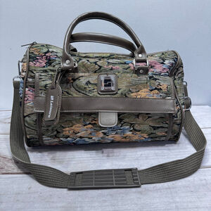 Vintage Tapestry Jacquard Duffle Bag by Leisure Handles and Shoulder Strap Small